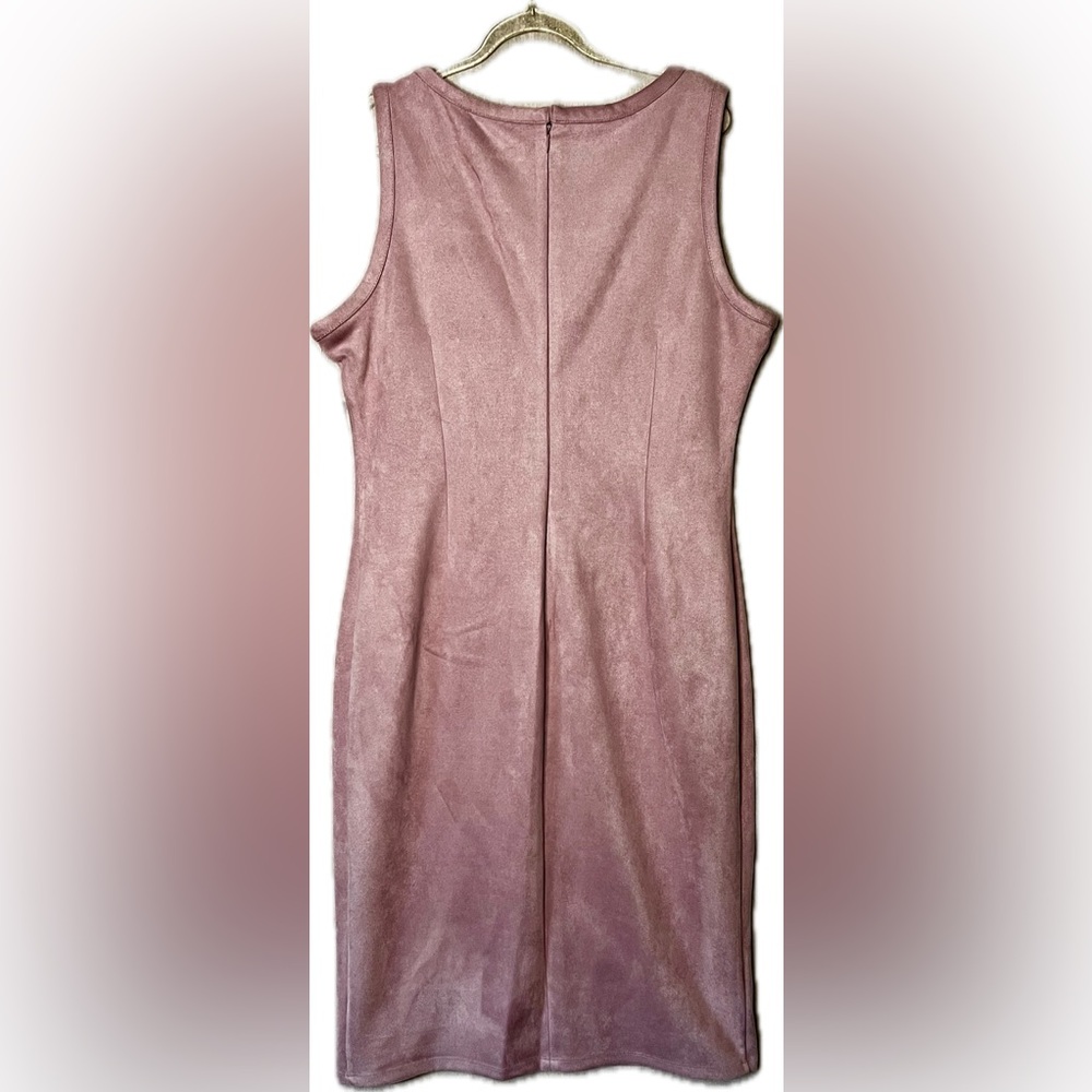 Size 16 Guess Faux Suede Sleeveless Midi Dress w/ Slit in Light Mauve - Picture 5 of 7